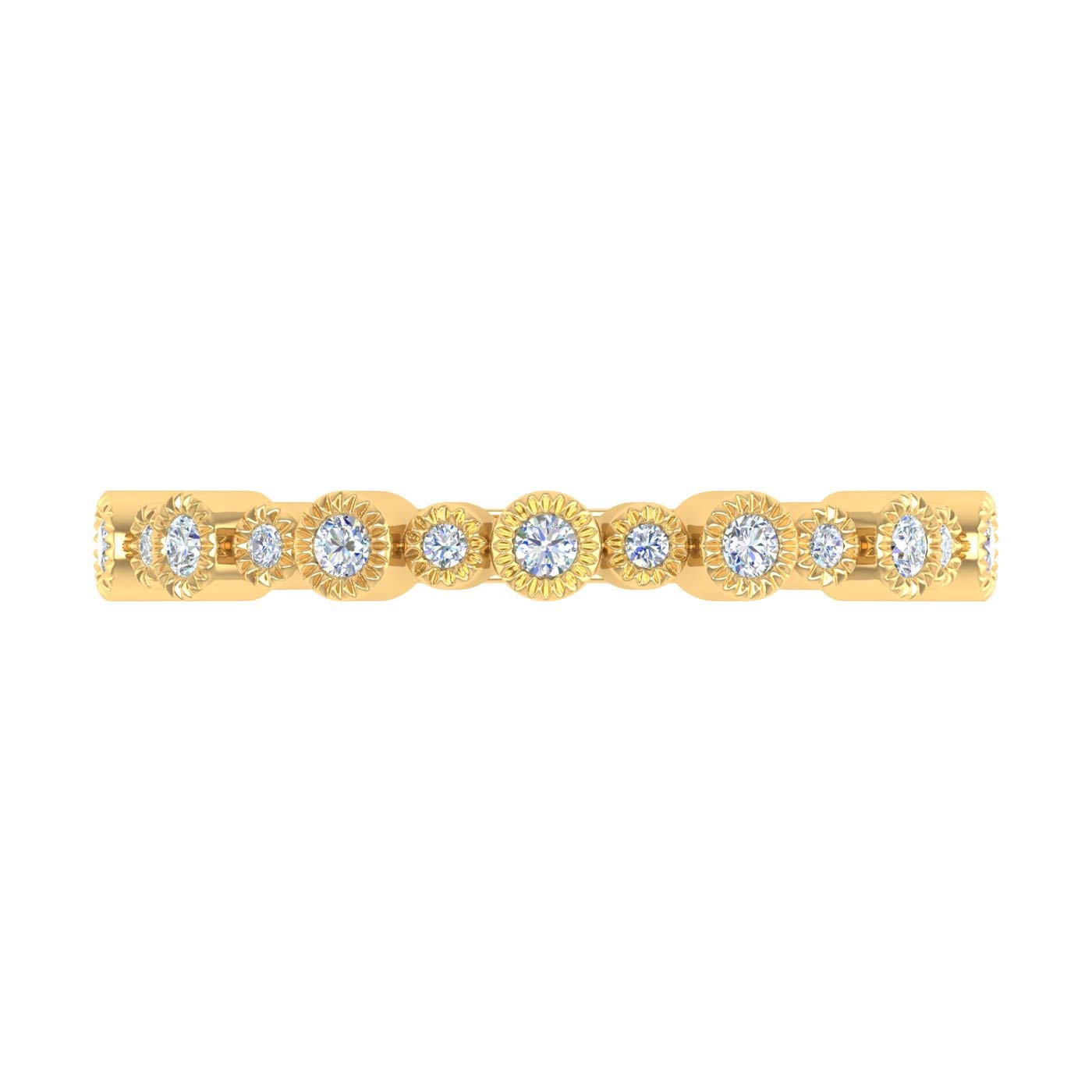 FINEROCK 1/5 Carat Bezel Set Round Diamond Wedding Band Ring in 10K Yellow Gold (Ring Size 5.5) (SI1-SI2 Clarity)