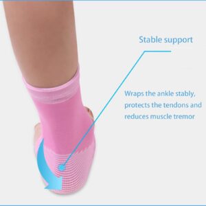 TXBONA 1 Pair Kids Compression Sleeves Foot Arch Support,Kids Children Ankle Brace,Plantar Fasciitis Sock for sprained ankle or sports (Pink)