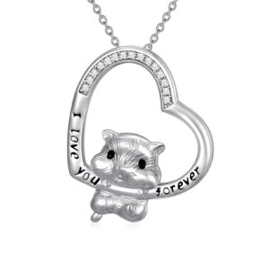 leecci guinea pig necklace 925 sterling silver hamster necklace i love you forever necklace guinea pig hamster jewelry gifts for women mother