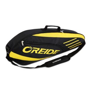 UNISTRENGH Portable Badminton Racket Bag Multifunction Single Shoulder Racket Bag for 3 Racquet or Double Tennis Racket, for Men and Women (Yellow/Black)