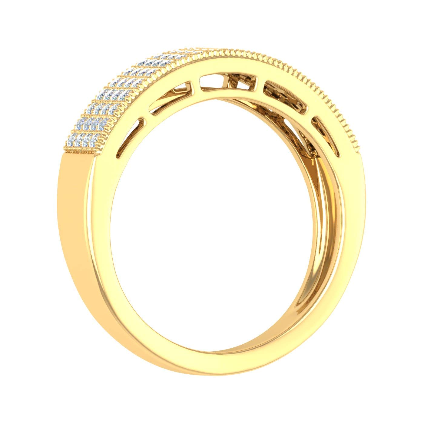 1/2 Carat Pave Set Round Diamond Wedding Band Ring in 10K Yellow Gold (Ring Size 7) (SI1-SI2 Clarity)