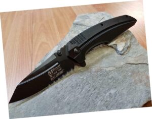 mtech xtreme 8" stainless steel open folding pocket knife black serrated edc a813bs outdoor survival hunting knife for camping by survival steel