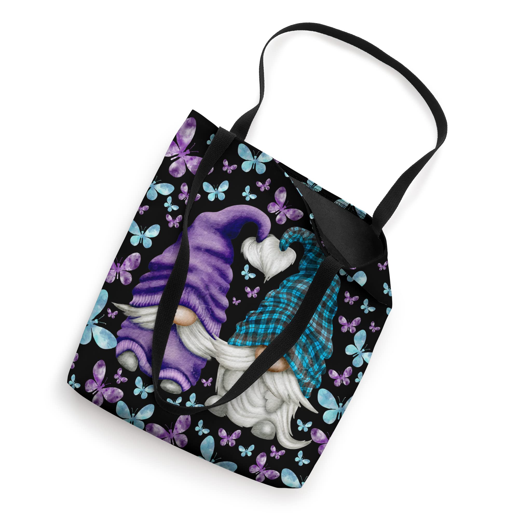 Suicide Prevention Cute Butterfly Pattern With Purple Gnome Tote Bag