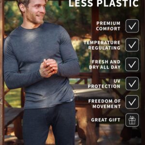 Merino.tech Merino Wool Base Layer - Mens 100% Merino Wool Long Sleeve Thermal Shirts Lite, Midweight, Heavyweight + Socks (Large, 250 Natural Merinos)