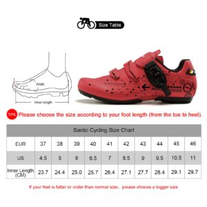 Santic Mens Lockless Cycling Shoes Lock-Free Road Bike Shoes Cycling Sneakers Cleats not Compatible Indoor and Outdoor Bicycle Shoes Red