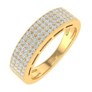 1/2 carat pave set round diamond wedding band ring in 10k yellow gold (ring size 7) (si1-si2 clarity)