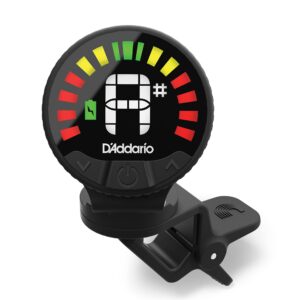 d'addario accessories nexxus 360 rechargeable guitar tuner - clip on guitar tuner - acoustic guitar tuner - electric guitar tuner - 24 hours of tuning time per charge - rotates 360-degrees