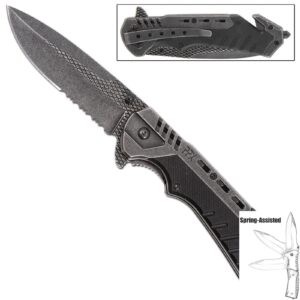 Serpentine G-10 Scale Serrated Emergency Stainless Steel Open Folding Pocket Knife Outdoor Survival Hunting Knife for Camping by Survival Steel