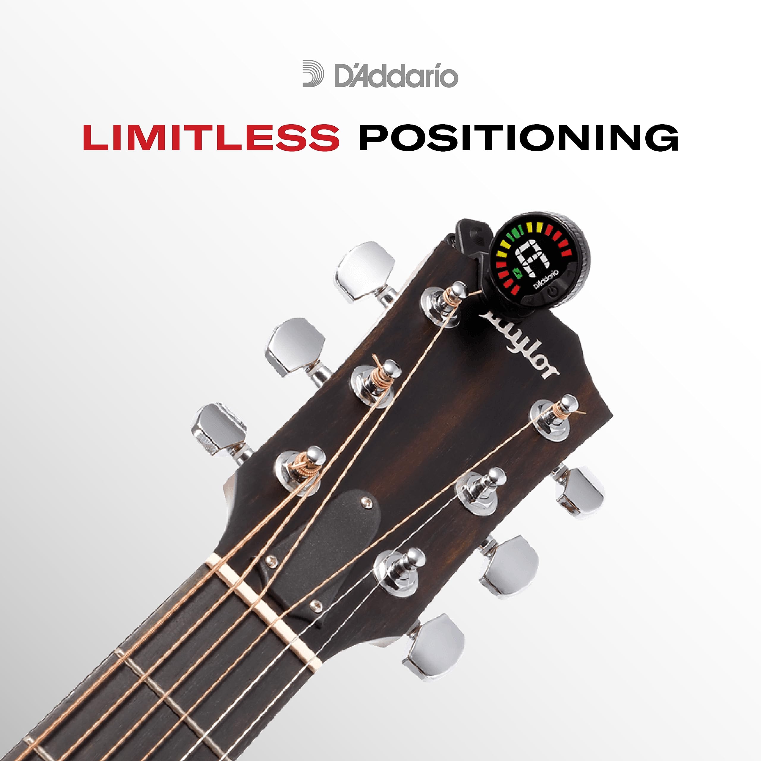 D'Addario Accessories Nexxus 360 Rechargeable Guitar Tuner - Clip On Guitar Tuner - Acoustic Guitar Tuner - Electric Guitar Tuner - 24 Hours of Tuning Time per Charge - Rotates 360-degrees