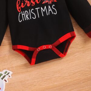 bilison My 72st Christmas Infant Baby Boy Outfits Set Newborn Boy Hoodies Sweatshirt Red Plaid Romper+Pant clothing Set