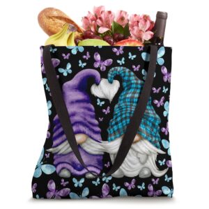 Suicide Prevention Cute Butterfly Pattern With Purple Gnome Tote Bag