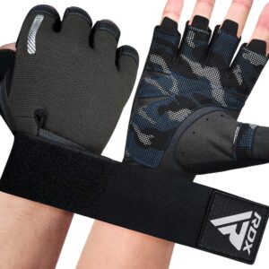 RDX Weight Lifting Gloves, Additional Stretchable Long Wrist Support, Full Palm Grip, Men Women Fitness HIIT Workout, Bodybuilding Powerlifting Strength Training Cycling Exercise Home Gym Equipment