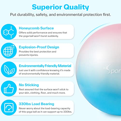 Sportneer Extra Thick Exercise Ball - 25.6''Yoga Ball with Quick Pump - Anti-Burst and Slip Resistant Fitness Ball Chair for Pregnancy and Physical Therapy