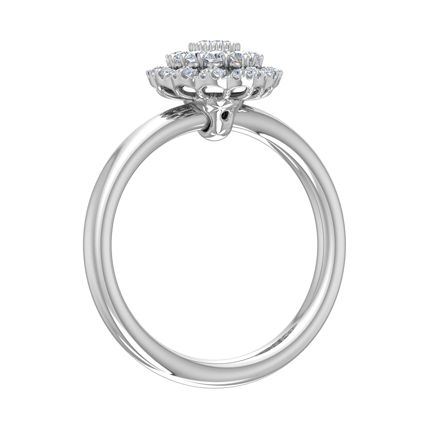 FINEROCK 1/3 Carat Diamond Marquise-Shaped Ring in 10K White Gold (Ring Size 7)