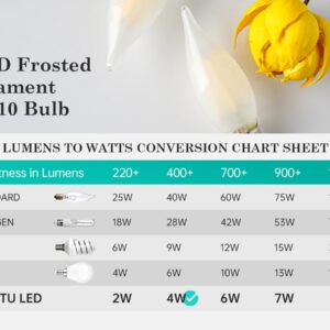 AMDTU E12 Type C 40 Watt Equivalent 2700k Frosted LED Bulb Candelabra Small Base Candle Dimmable Chandelier Light Ideal for Dining Rooms Living Rooms and bedrooms Long Lasting Light for Cozy Settings