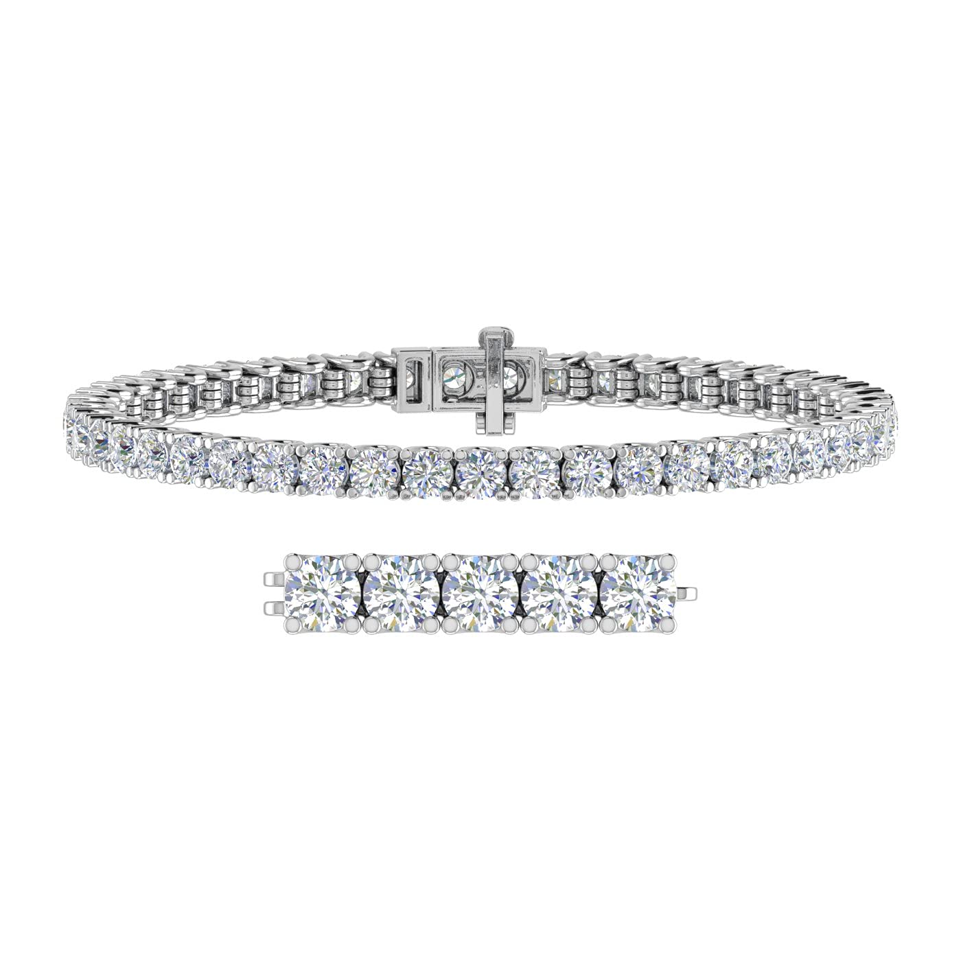 FINEROCK 6 3/4 Carat Diamond Tennis Bracelet in 14K White Gold (6.5 Inch)