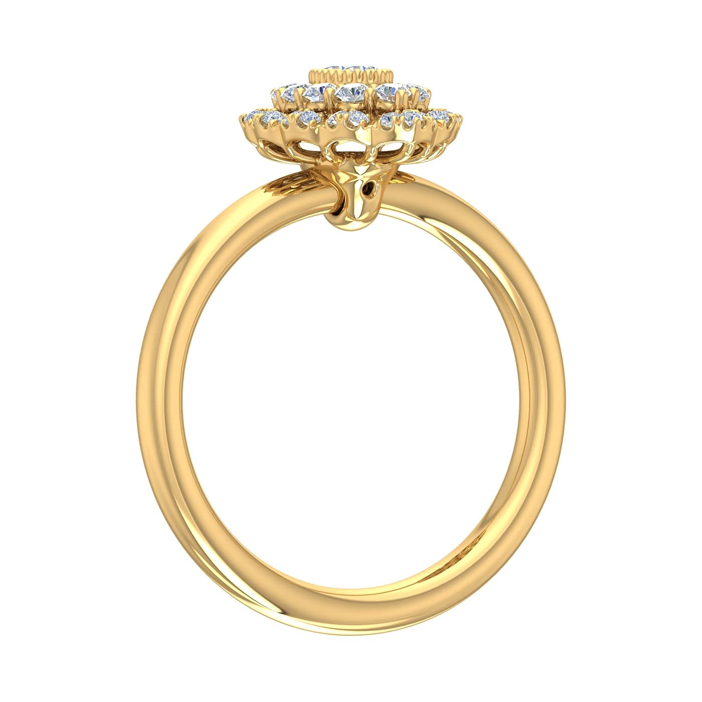 FINEROCK 1/3 Carat Diamond Marquise-Shaped Ring in 10K Yellow Gold (Ring Size 4.5)