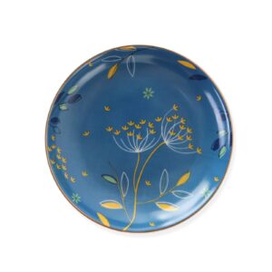 ruimic ceramic ring dish jewelry tray,bohemian/boho dandelion decorative organizer trinket dish with golden,home decor wedding birthday housewarming gift for her(blue)