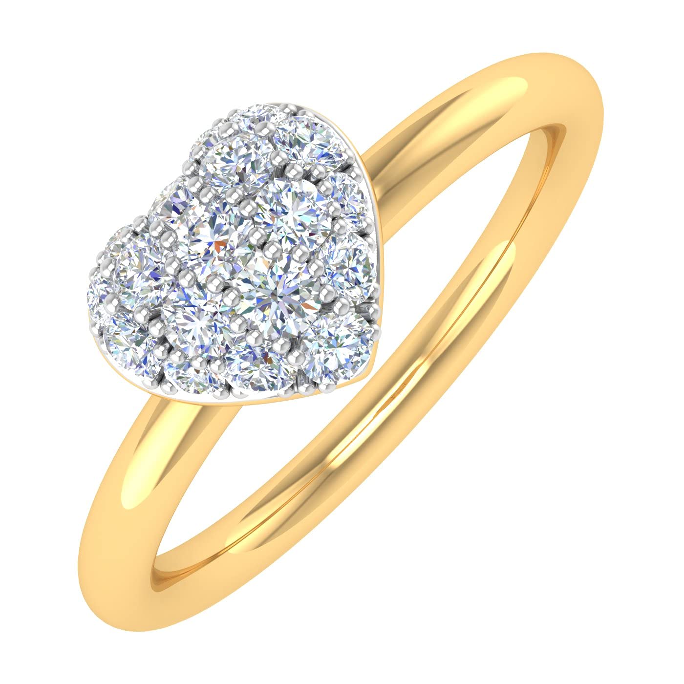 1/4 Carat Diamond Heart-Shaped Promise Ring Band in 10K Yellow Gold (Ring Size 6.25)