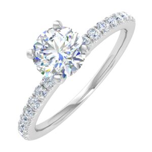 1/2 Carat Prong Set Solitaire Diamond Engagement Ring Band in 14K White Gold (Ring Size 7)