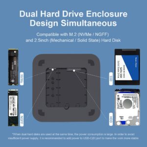 Hagibis USB-C Hub with Dual Hard Drive Enclosure, Type-C Docking Station for Mac Mini M2, Mac Studio M1 Max Ultra with 2.5inch SATA, M.2 NVMe NGFF, USB 3.1 Gen2, USB-C, SD/TF, 2 USB 3.0 (MC25 Pro)