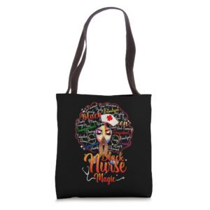 black history nurse magic african american pride melanin tote bag