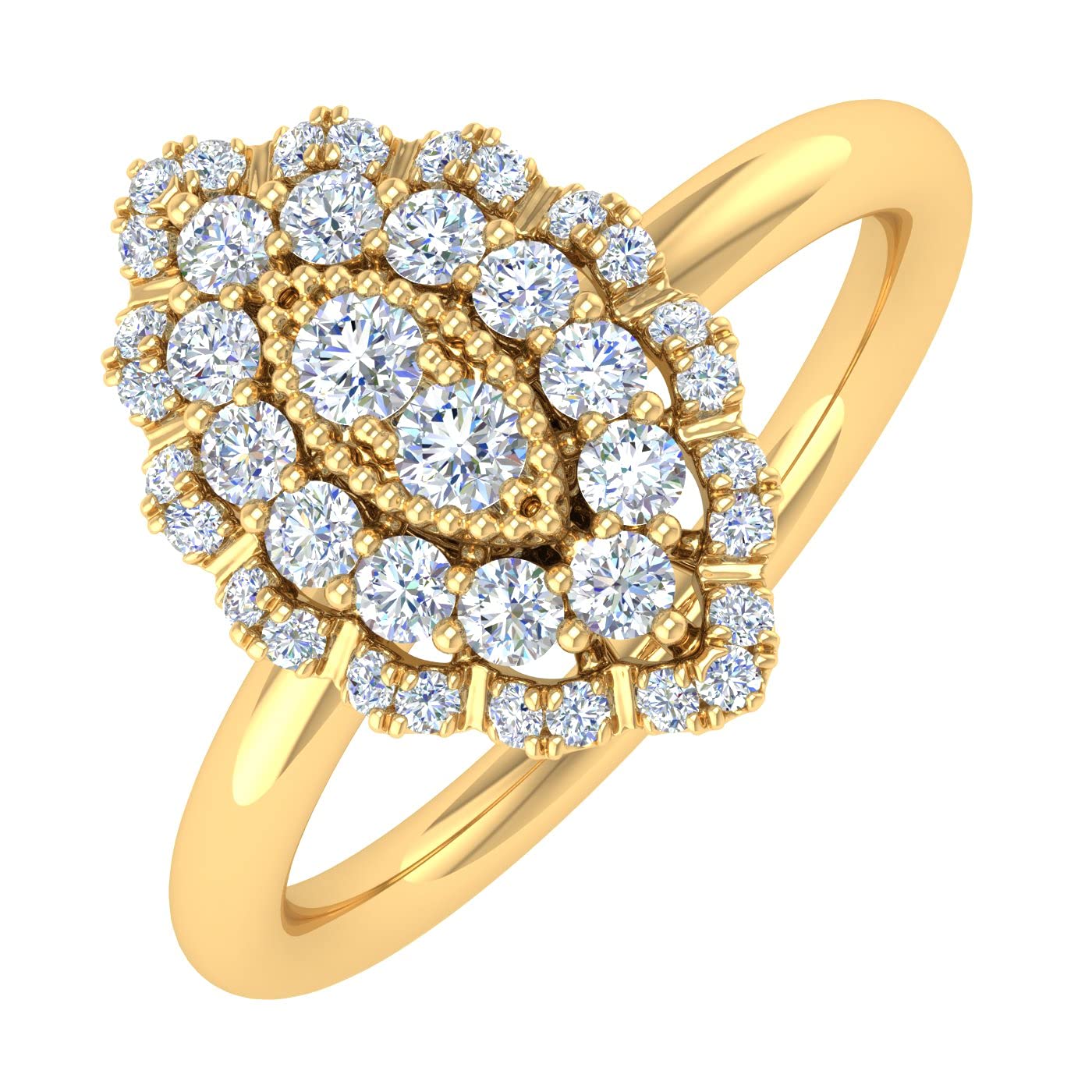 FINEROCK 1/3 Carat Diamond Marquise-Shaped Ring in 10K Yellow Gold (Ring Size 4.5)