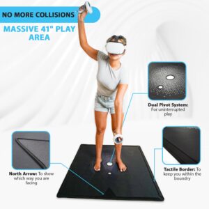 Asterion VR Mat | 41" Premium Virtual Reality Floor Orientation Mat for Meta Quest 3/2/1/Pro, Rift, Vive, Index, Pico and More | Origin