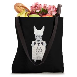 Llama Holding Eye Chart Vision Doctor Tote Bag