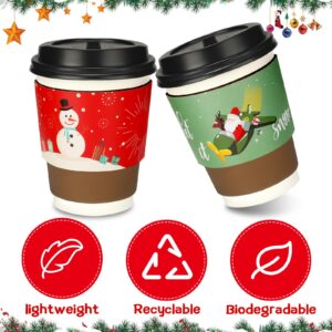 40 Pieces Christmas Coffee Cup Tea Cup Sleeves Disposable Paper Cup Sleeves with 5 Custom Xmas Designs for Christmas Hot Chocolate, Coffee, Cocoa, Tea or Cold Beverage, Fits 12 oz to 16 oz