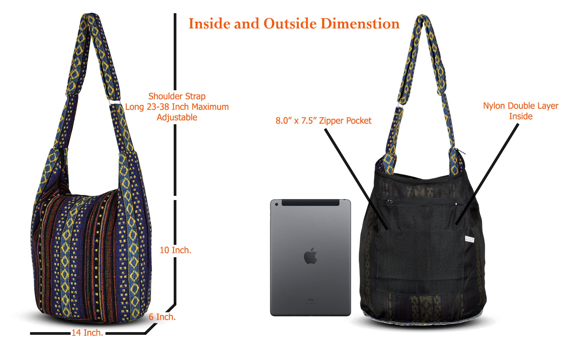 Your Cozy Sling Purse Hippie Bags For Women Crossbody Bag Thai Top Handmade Shoulder Bag with Adjustable Strap Tribe-04