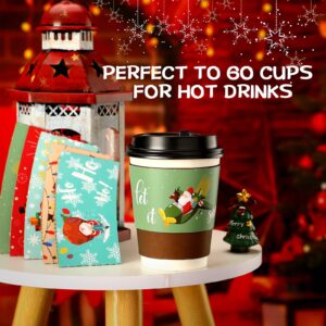 40 Pieces Christmas Coffee Cup Tea Cup Sleeves Disposable Paper Cup Sleeves with 5 Custom Xmas Designs for Christmas Hot Chocolate, Coffee, Cocoa, Tea or Cold Beverage, Fits 12 oz to 16 oz