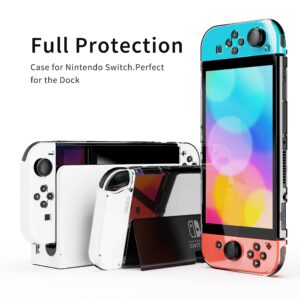 Benazcap Case Compatible with Nintendo Switch OLED Model 2021, 14 in 1, Accessories Kit with Carry Case, Clear Cover, Screen Protector, Silicone Skin for Joy-Con and Thumb Grip Caps, USB Cable&More