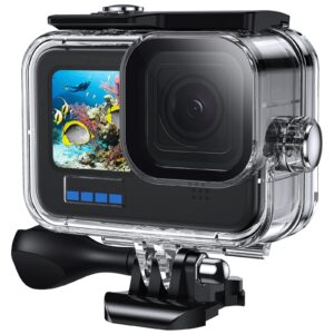 60m waterproof case, 196ft underwater protective housing case for hero11 hero10 hero9 black, with quick release mount and thumbscrew