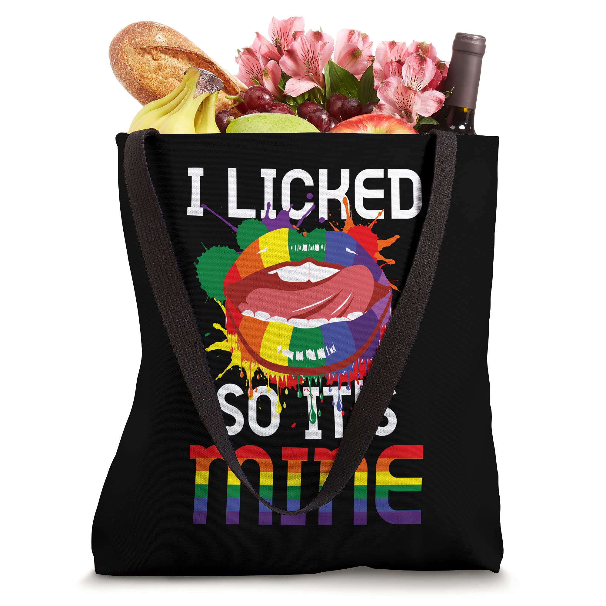 I Licked So It's Mine Gay Lesbian Pride Rainbow Lips Tote Bag