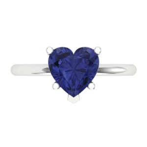 2.1 ct Heart Cut Solitaire Tanzanite Classic Art Deco Wedding Statement Bridal ring Solid 18K White Gold for Women Size 4