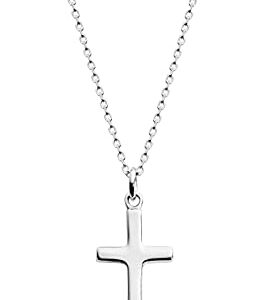 Miabella Italian 925 Sterling Silver or 18Kt Yellow Gold Over Silver Cross Necklace for Women, Small Cross Pendant on 18 Inch Chain Made in Italy (sterling silver)