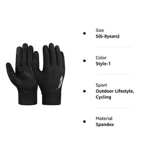 OOPOR Winter Warm Kids Cycling Gloves - Cold Weather Outdoor Bike Running Ski Sports Mittens Aged 4-12 Boys Girls S