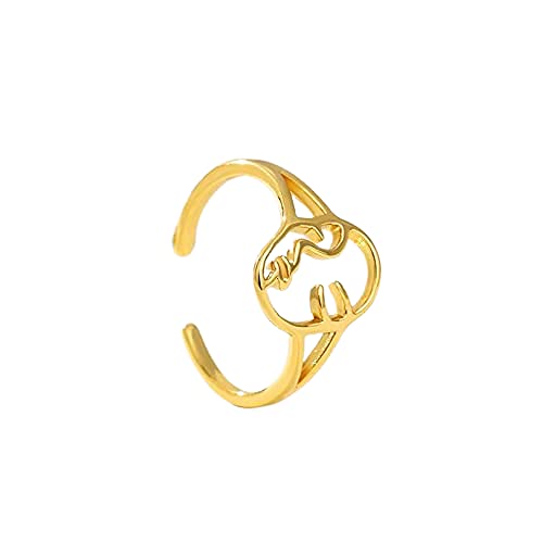 Human face ring,stainless steel ring,stainless steel,ring,engagement ring,adjustable ring,statement ring,face ring,silver ring,human face (Gold)