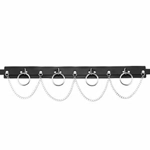 Punk Waist Chain Leather Waist Belt Body Chains, Body Jewelry Accessories for Women and Girls (Black)