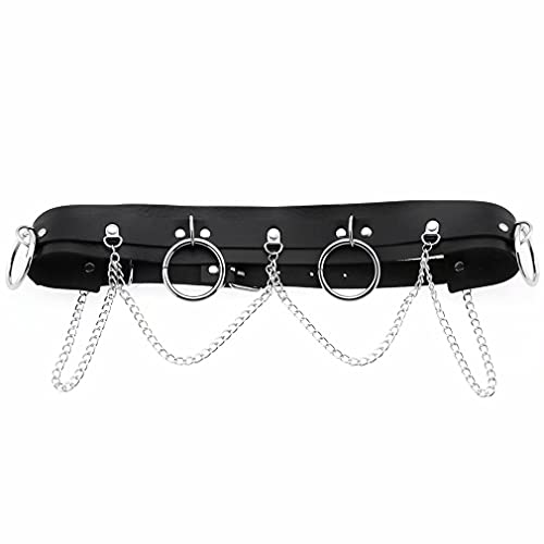 Punk Waist Chain Leather Waist Belt Body Chains, Body Jewelry Accessories for Women and Girls (Black)