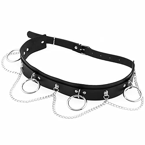 Punk Waist Chain Leather Waist Belt Body Chains, Body Jewelry Accessories for Women and Girls (Black)