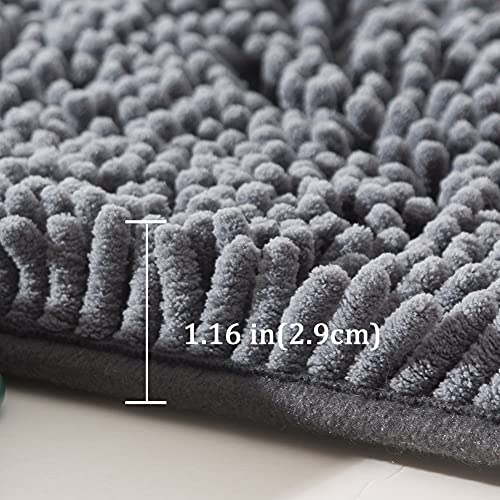 SONORO KATE Bathroom Rug,Non-Slip Bath Mat,Soft Cozy Shaggy Thick Bath Rugs for Bathroom,Plush Rugs for Bathtubs,Water Absorbent Rain Showers and Under The Sink (Dark Grey, 44"×26")