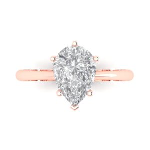 2.5 ct Pear Cut Genuine Clear Simulated Diamond Bridal Anniversary Engagement Promise 18K Rose Gold Solitaire Ring 6.75