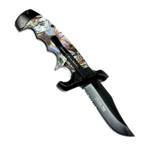 Defender-Xtreme 9" Stag Hunt Handle Open Folding Pocket Knife With Belt Clip Outdoor Survival Hunting Knife for Camping by Survival Steel