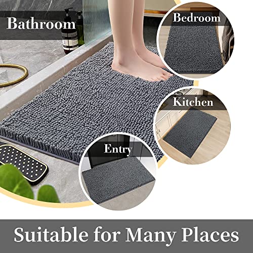 SONORO KATE Bathroom Rug,Non-Slip Bath Mat,Soft Cozy Shaggy Thick Bath Rugs for Bathroom,Plush Rugs for Bathtubs,Water Absorbent Rain Showers and Under The Sink (Dark Grey, 44"×26")