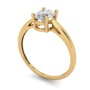 Clara Pucci 1.25 ct Oval Cut Genuine Clear Simulated Diamond Bridal Anniversary Engagement Promise 18K Yellow Gold Solitaire Ring 3.75