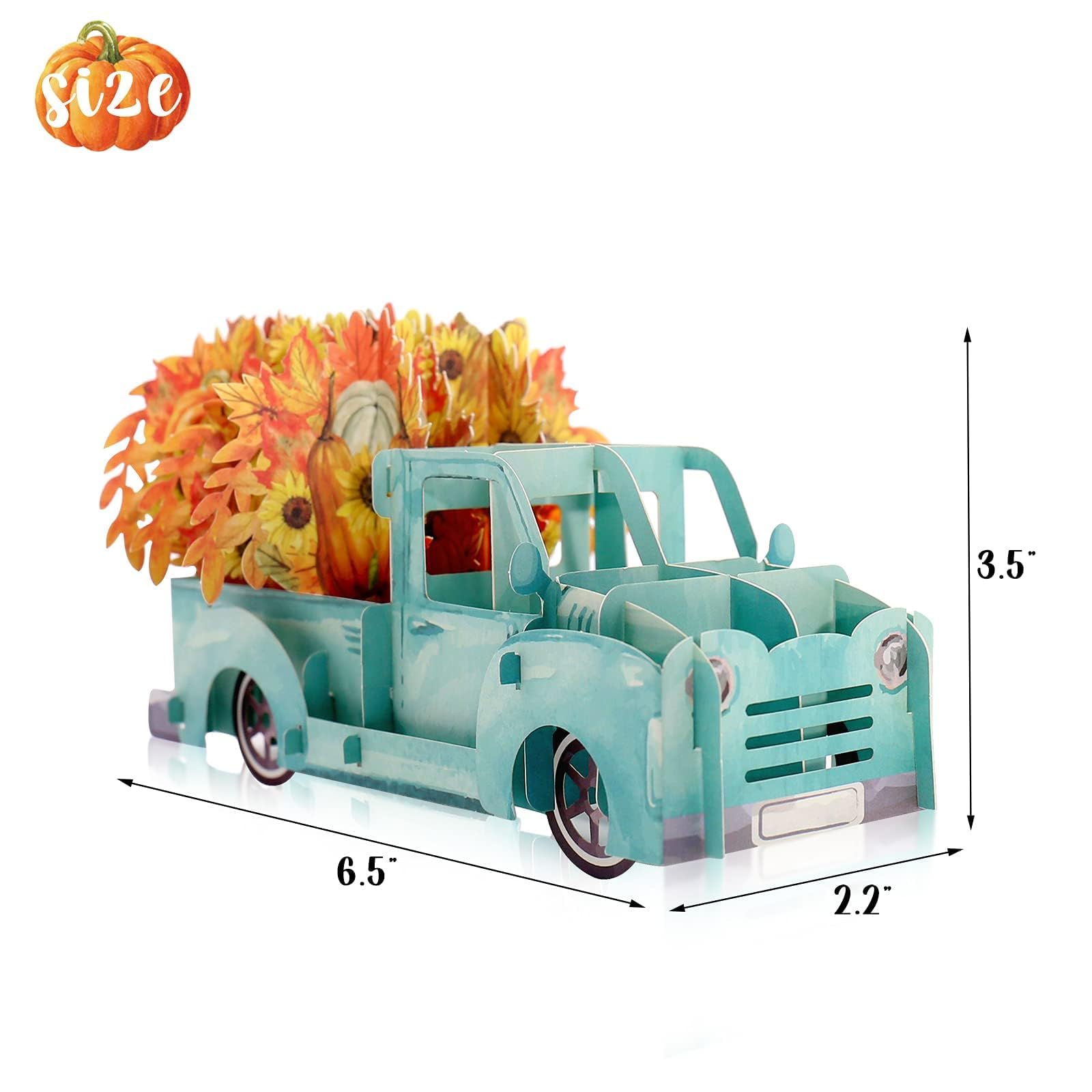 Yaaaaasss! Fall Pop Up Greeting Card 3D Pumpkins and Maple Autumn Leaves with Pickup Truck Card for Mom Wife Teachers Gift for Anniversary Birthday Appreciation Thankful Card