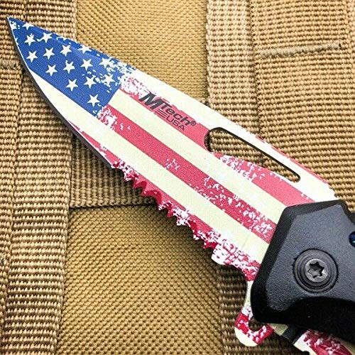 S.S. Folding Knives 8inch American Flag Open Folding Pocket Knife Bottle Fold Outdoor Survival Hunting Knife for Camping by Survival Steel