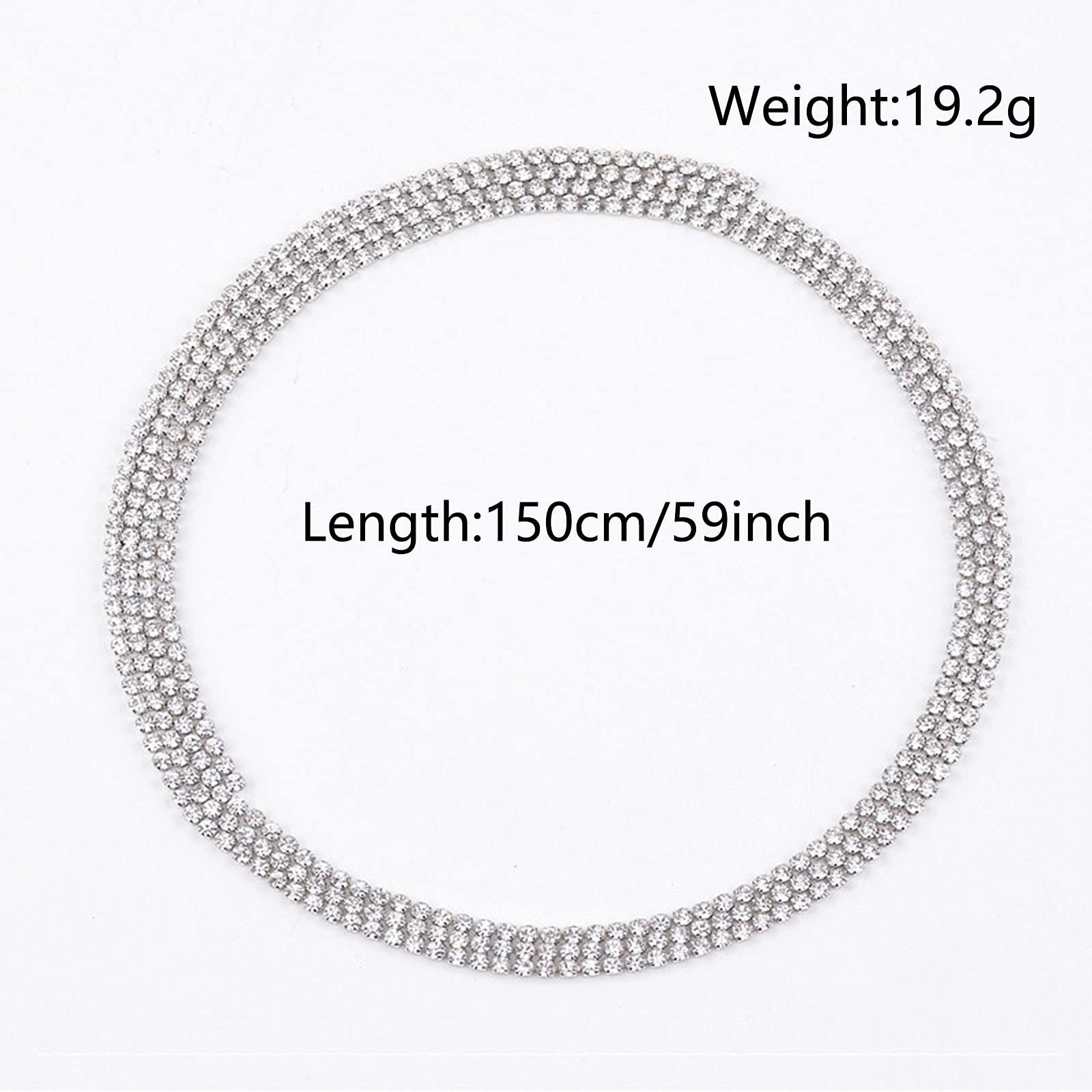 Lirgoriy Silver Necklace Rhinestone Tassel Necklace Sexy Crystal Long Choker Necklaces Accessories for Women Body Jewelry Nightclub Party (Silver2)